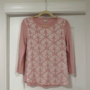 JCrew Pink 3/4 Sleeve Top